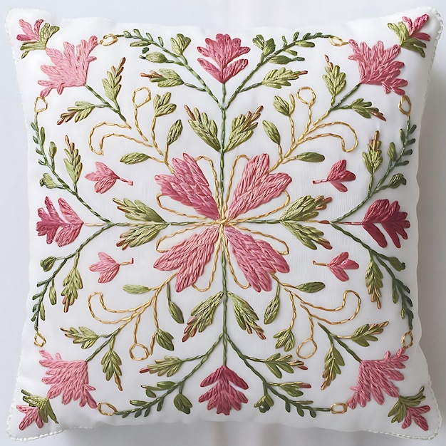 haftowana poduszka w stylu folk